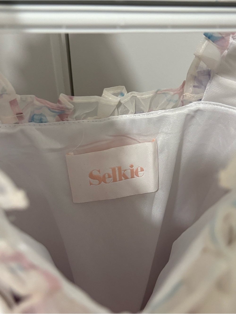 Selkie White Dress with Pastel Floral Accents - Picture 2 of 2